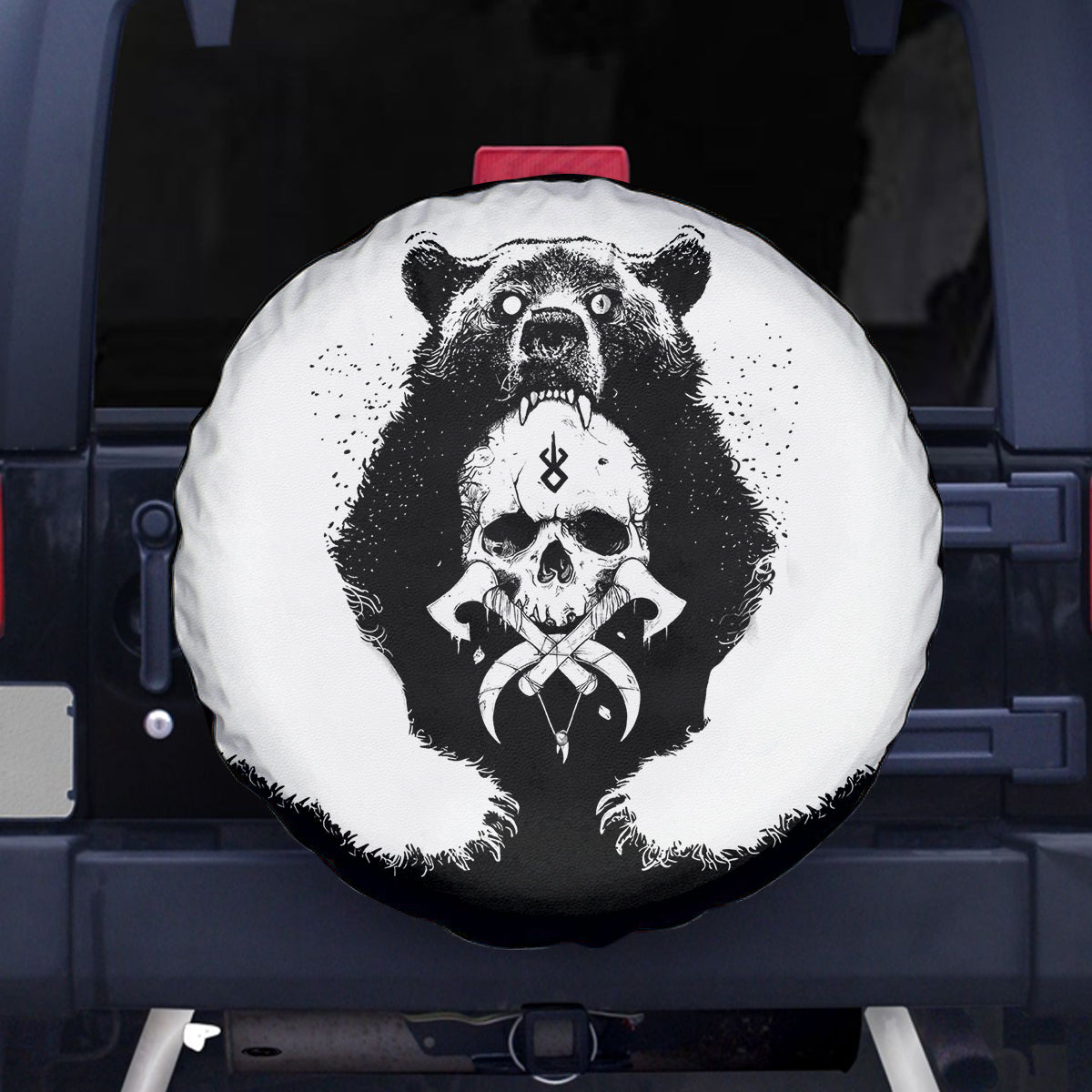 Viking Skull Spare Tire Cover Bear Viking Cross Skull - Wonder Print Shop