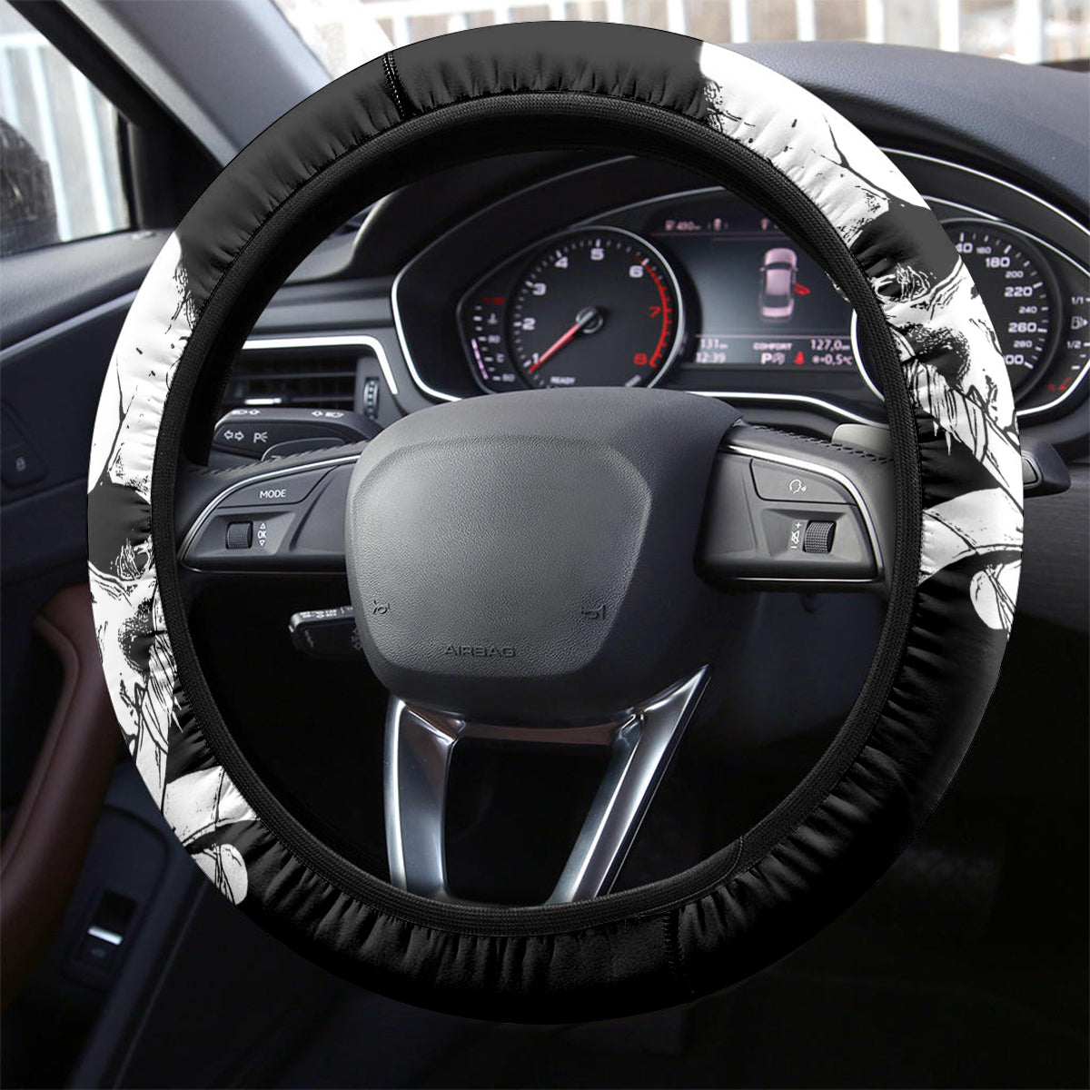 Viking Skull Steering Wheel Cover Bear Viking Cross Skull - Wonder Print Shop