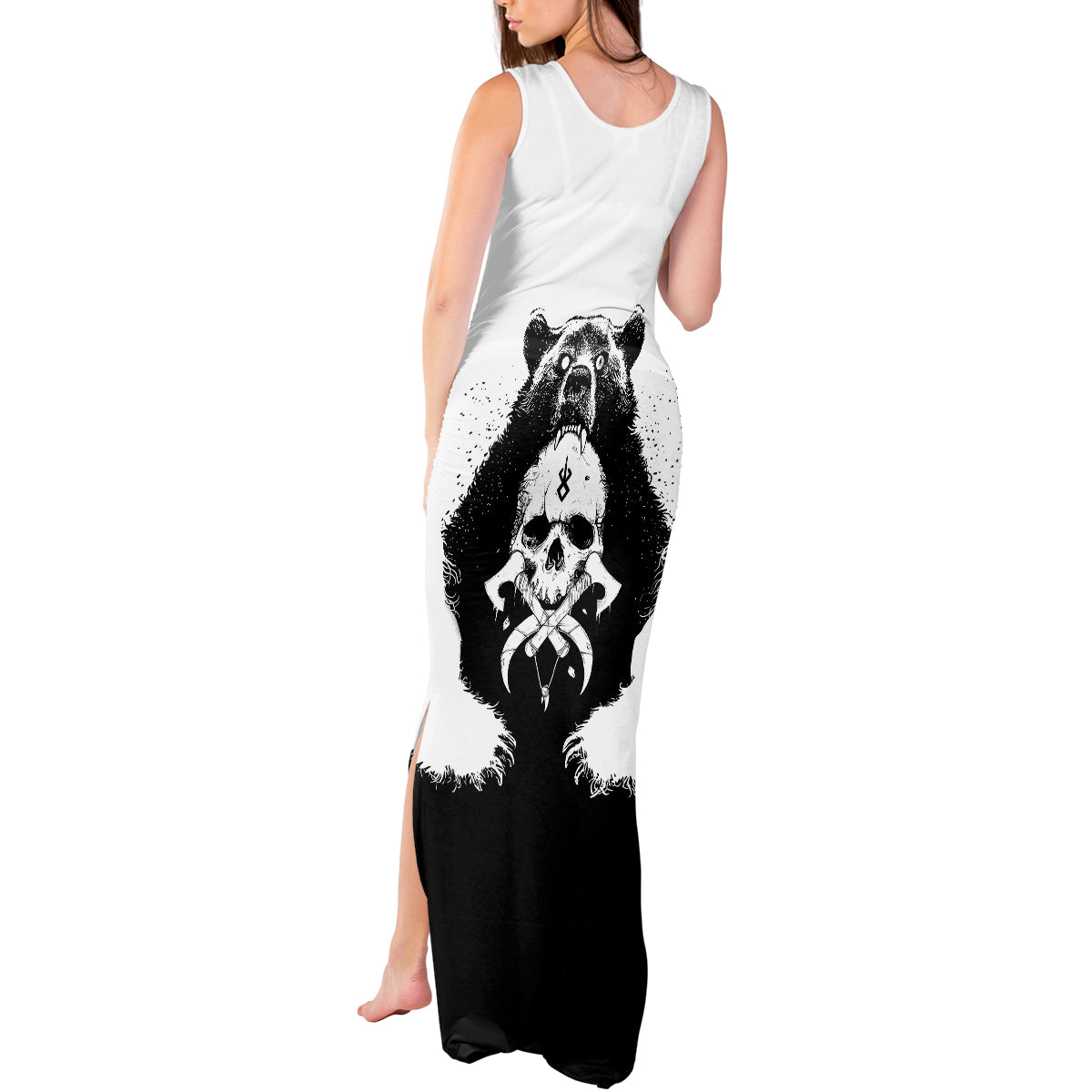 Viking Skull Tank Maxi Dress Bear Viking Cross Skull - Wonder Print Shop