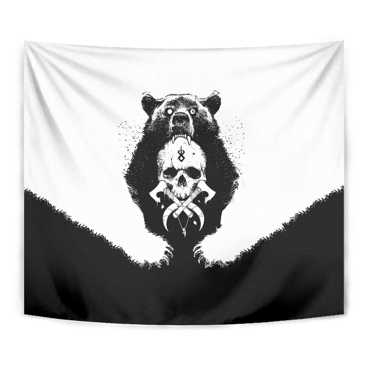 Viking Skull Tapestry Bear Viking Cross Skull - Wonder Print Shop