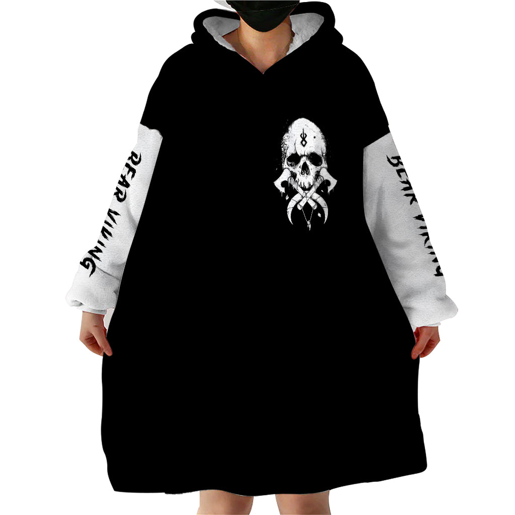 Viking Skull Wearable Blanket Hoodie Bear Viking Cross Skull - Wonder Print Shop