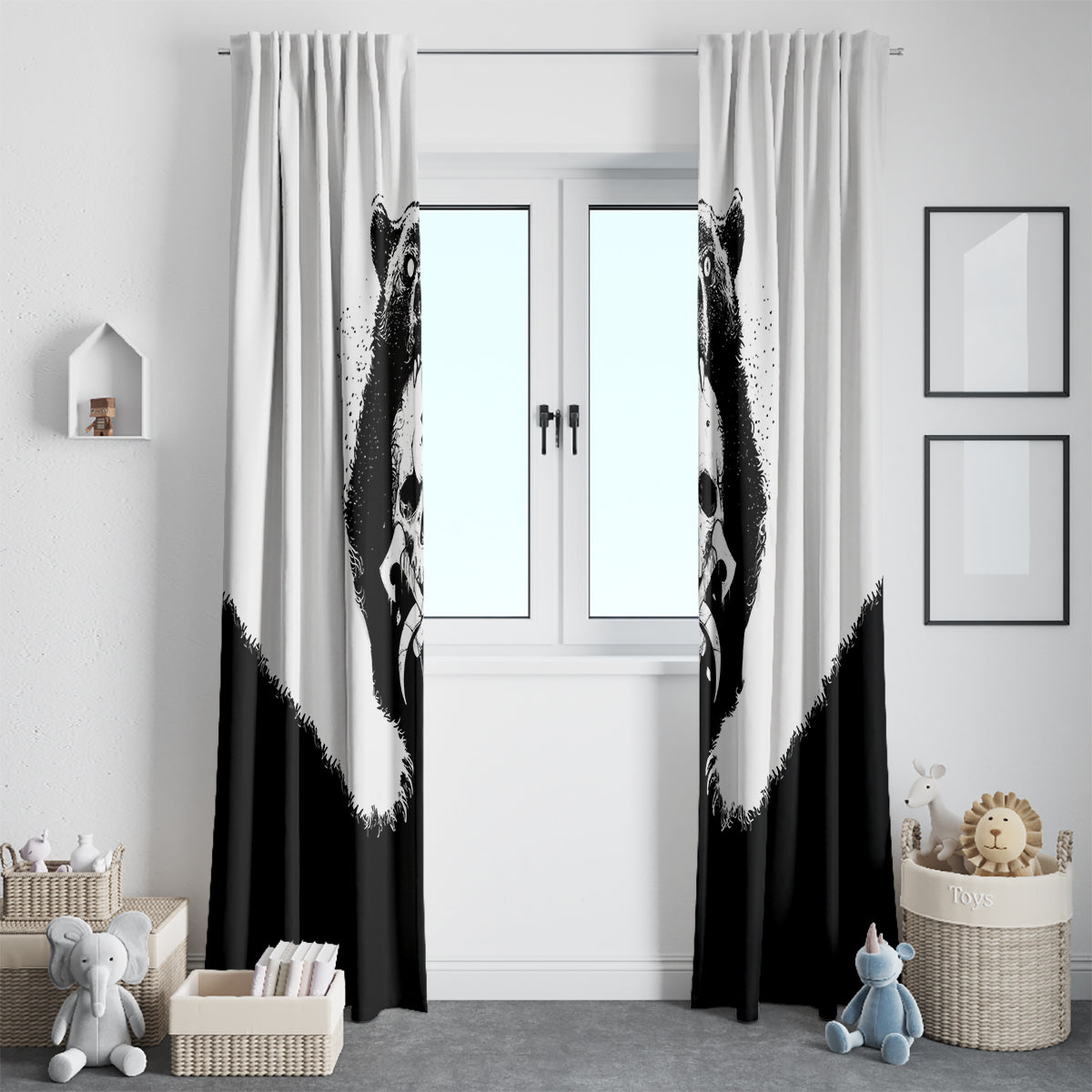 Viking Skull Window Curtain Bear Viking Cross Skull - Wonder Print Shop