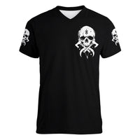 Viking Skull Women V Neck T Shirt Bear Viking Cross Skull - Wonder Print Shop