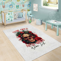 Rose Skull Area Rug Some Girl Wear Pink Real Girl Wear Ink - Wonder Print Shop