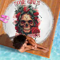 Rose Skull Beach Blanket Some Girl Wear Pink Real Girl Wear Ink - Wonder Print Shop