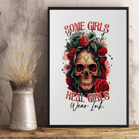 Rose Skull Canvas Wall Art Some Girl Wear Pink Real Girl Wear Ink - Wonder Print Shop