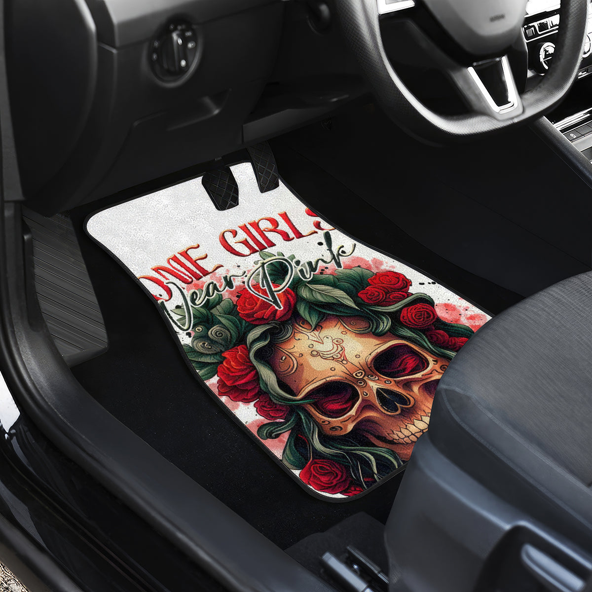 Rose Skull Car Mats Some Girl Wear Pink Real Girl Wear Ink - Wonder Print Shop