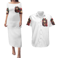 Rose Skull Couples Matching Puletasi Dress and Hawaiian Shirt Some Girl Wear Pink Real Girl Wear Ink - Wonder Print Shop