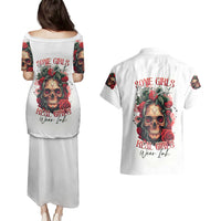 Rose Skull Couples Matching Puletasi Dress and Hawaiian Shirt Some Girl Wear Pink Real Girl Wear Ink - Wonder Print Shop