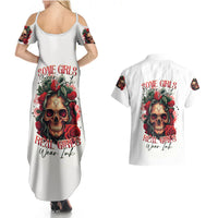 Rose Skull Couples Matching Summer Maxi Dress and Hawaiian Shirt Some Girl Wear Pink Real Girl Wear Ink - Wonder Print Shop