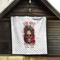 Rose Skull Quilt Some Girl Wear Pink Real Girl Wear Ink - Wonder Print Shop