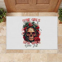 Rose Skull Rubber Doormat Some Girl Wear Pink Real Girl Wear Ink - Wonder Print Shop