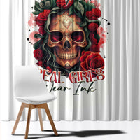Rose Skull Window Curtain Some Girl Wear Pink Real Girl Wear Ink - Wonder Print Shop