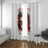 Rose Skull Window Curtain Some Girl Wear Pink Real Girl Wear Ink - Wonder Print Shop