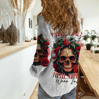 Rose Skull Women Casual Shirt Some Girl Wear Pink Real Girl Wear Ink - Wonder Print Shop