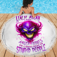 Flame Skull Beach Blanket Walk Away I Have Anger Issues And Dislike For Stupod People - Wonder Print Shop