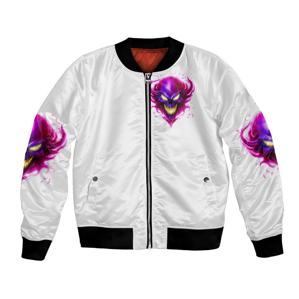 Flame Skull Bomber Jacket Walk Away I Have Anger Issues And Dislike For Stupod People - Wonder Print Shop