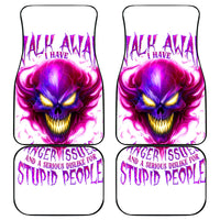 Flame Skull Car Mats Walk Away I Have Anger Issues And Dislike For Stupod People - Wonder Print Shop