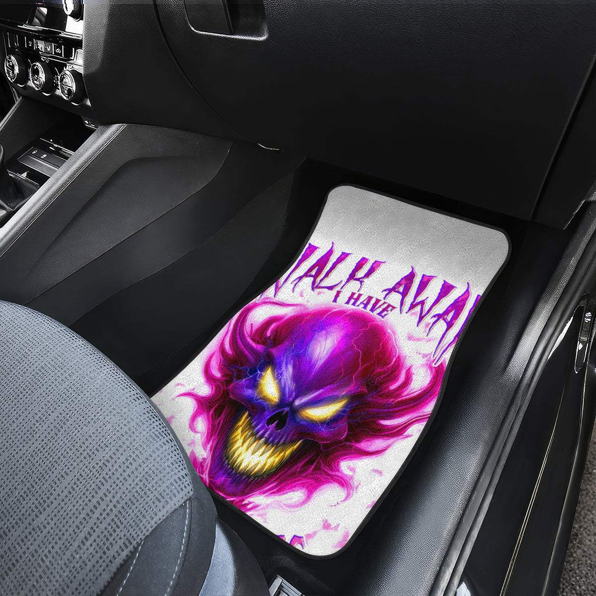 Flame Skull Car Mats Walk Away I Have Anger Issues And Dislike For Stupod People - Wonder Print Shop