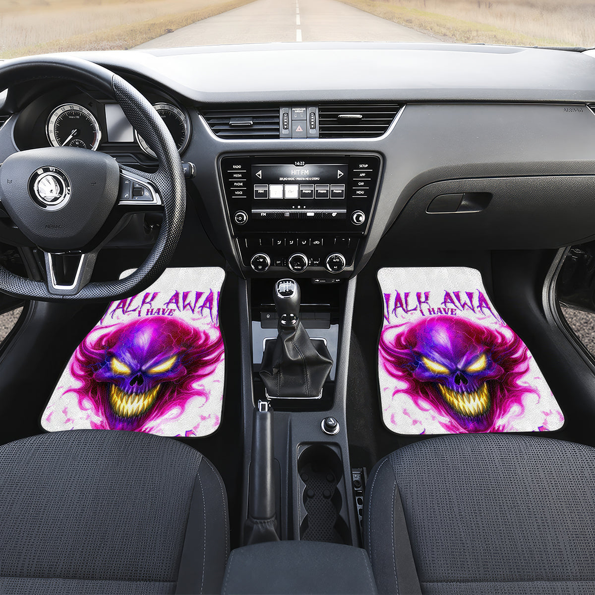 Flame Skull Car Mats Walk Away I Have Anger Issues And Dislike For Stupod People - Wonder Print Shop
