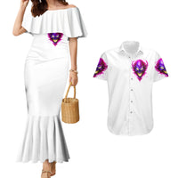 Flame Skull Couples Matching Mermaid Dress and Hawaiian Shirt Walk Away I Have Anger Issues And Dislike For Stupod People - Wonder Print Shop