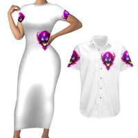 Flame Skull Couples Matching Short Sleeve Bodycon Dress and Hawaiian Shirt Walk Away I Have Anger Issues And Dislike For Stupod People - Wonder Print Shop