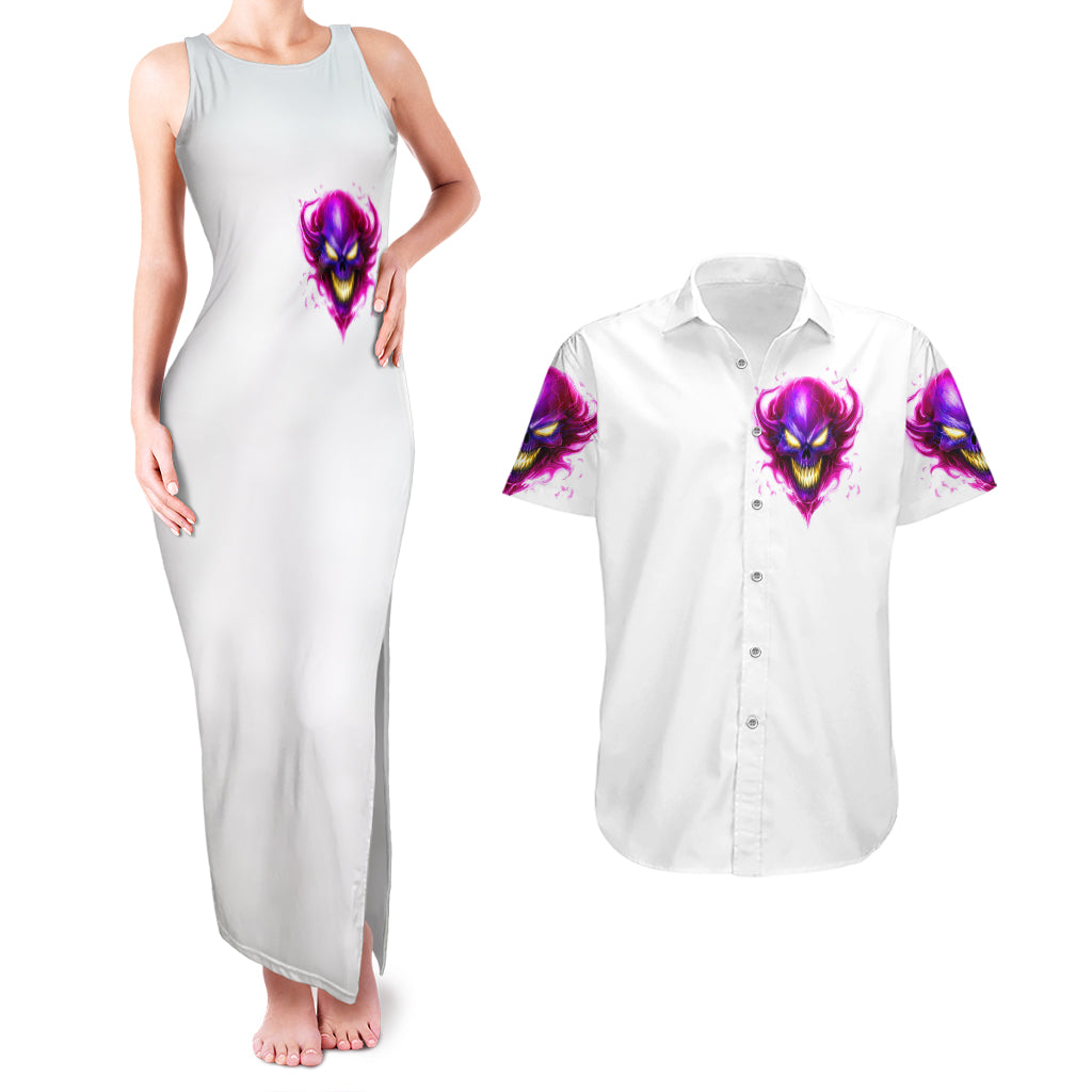 Flame Skull Couples Matching Tank Maxi Dress and Hawaiian Shirt Walk Away I Have Anger Issues And Dislike For Stupod People - Wonder Print Shop