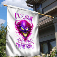 Flame Skull Garden Flag Walk Away I Have Anger Issues And Dislike For Stupod People - Wonder Print Shop
