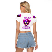 Flame Skull Raglan Cropped T Shirt Walk Away I Have Anger Issues And Dislike For Stupod People - Wonder Print Shop
