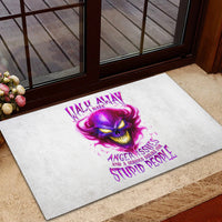 Flame Skull Rubber Doormat Walk Away I Have Anger Issues And Dislike For Stupod People - Wonder Print Shop