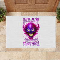 Flame Skull Rubber Doormat Walk Away I Have Anger Issues And Dislike For Stupod People - Wonder Print Shop