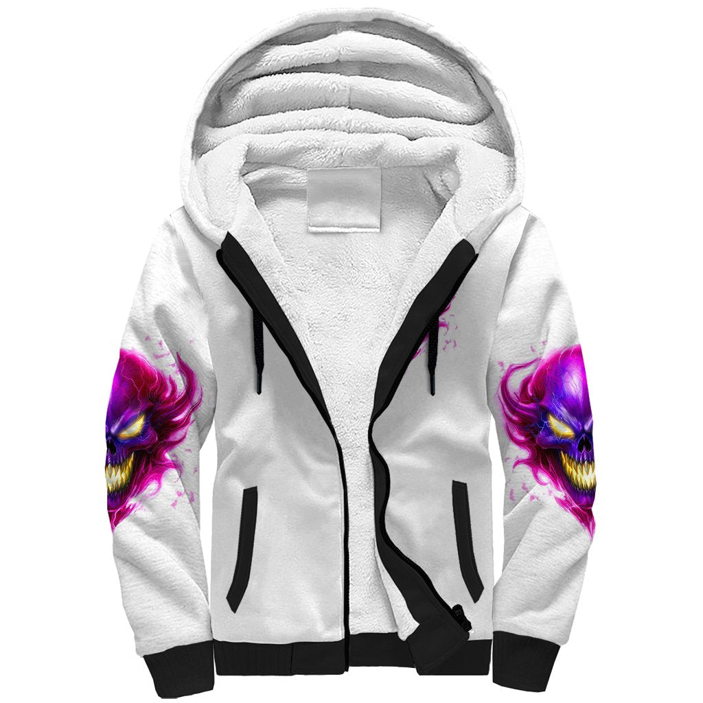 Flame Skull Sherpa Hoodie Walk Away I Have Anger Issues And Dislike For Stupod People - Wonder Print Shop