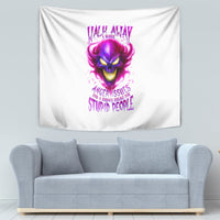 Flame Skull Tapestry Walk Away I Have Anger Issues And Dislike For Stupod People - Wonder Print Shop