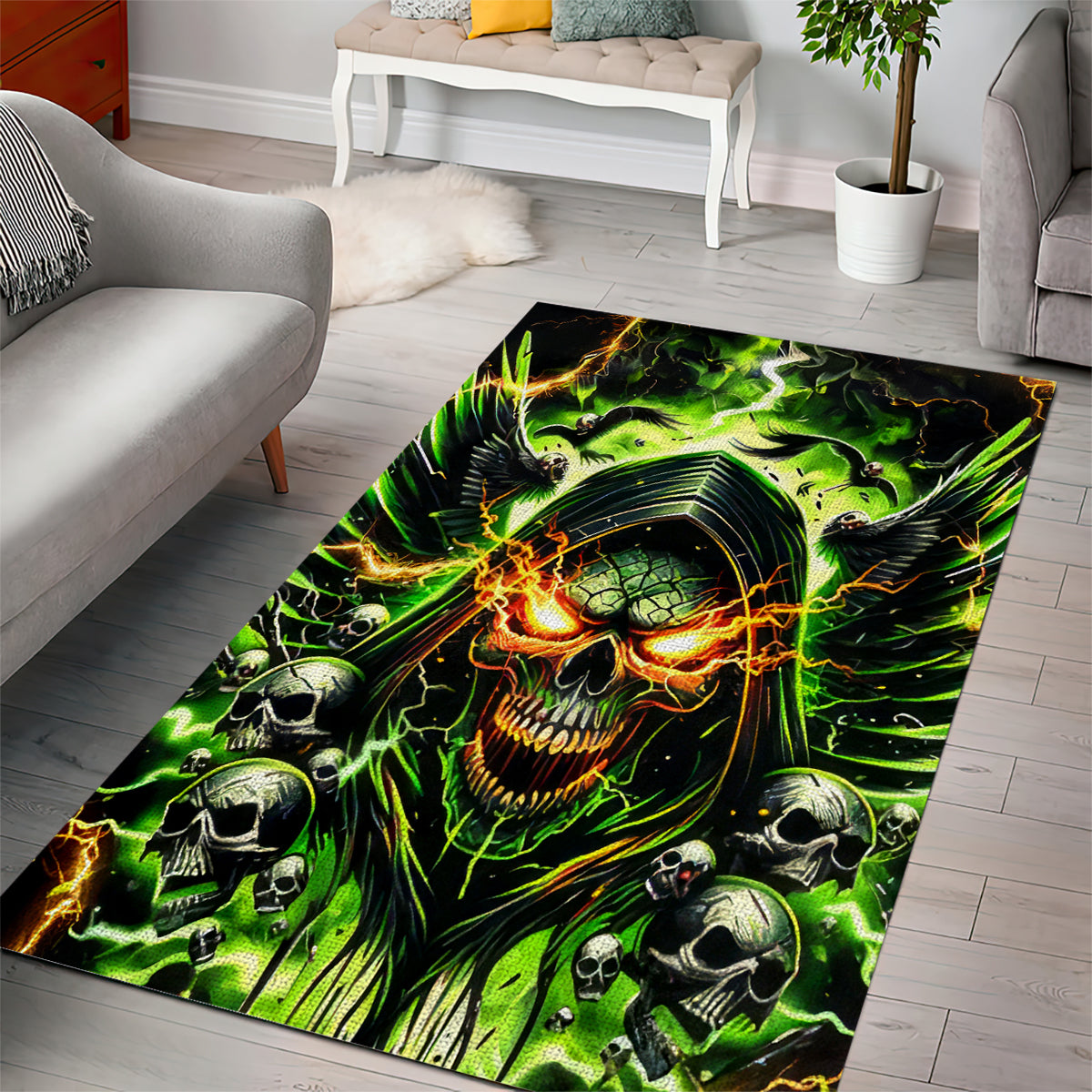 Doule Skull Area Rug Angel To Some Demon To Most - Wonder Print Shop