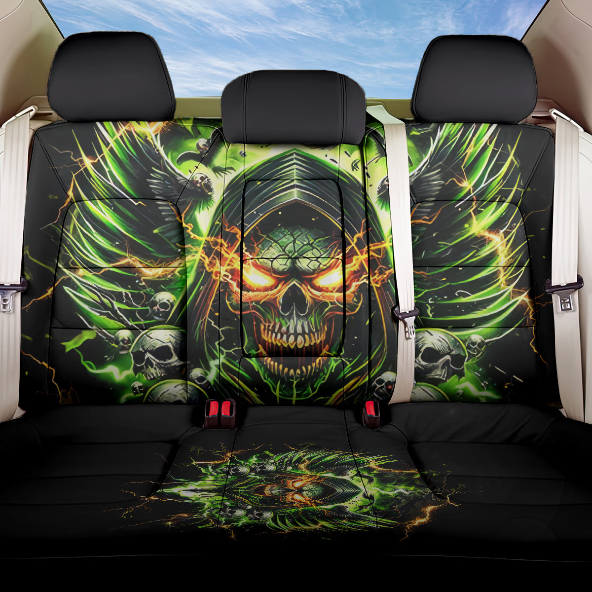 Doule Skull Back Car Seat Cover Angel To Some Demon To Most - Wonder Print Shop