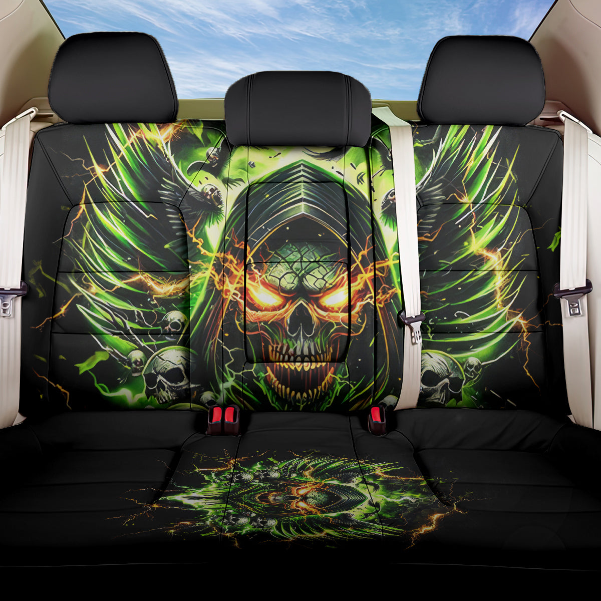 Doule Skull Back Car Seat Cover Angel To Some Demon To Most