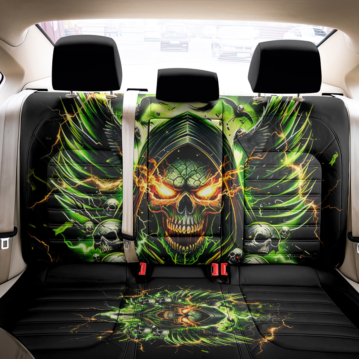 Doule Skull Back Car Seat Cover Angel To Some Demon To Most - Wonder Print Shop