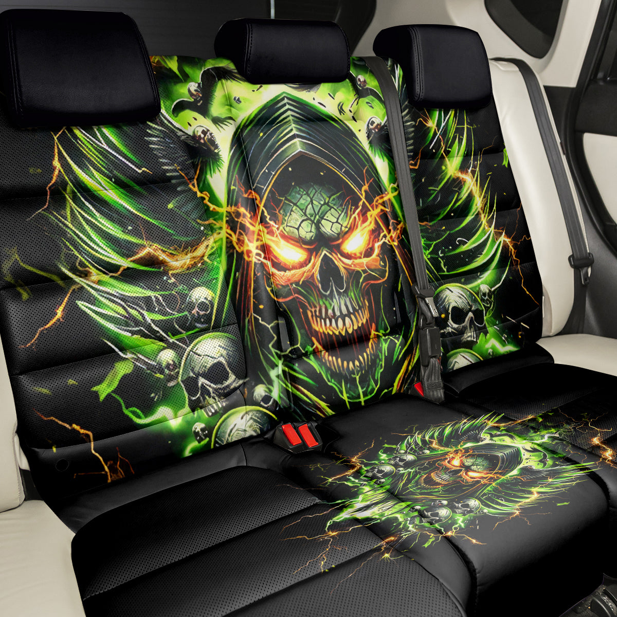 Doule Skull Back Car Seat Cover Angel To Some Demon To Most - Wonder Print Shop