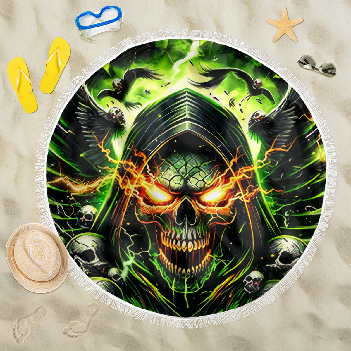 Doule Skull Beach Blanket Angel To Some Demon To Most - Wonder Print Shop