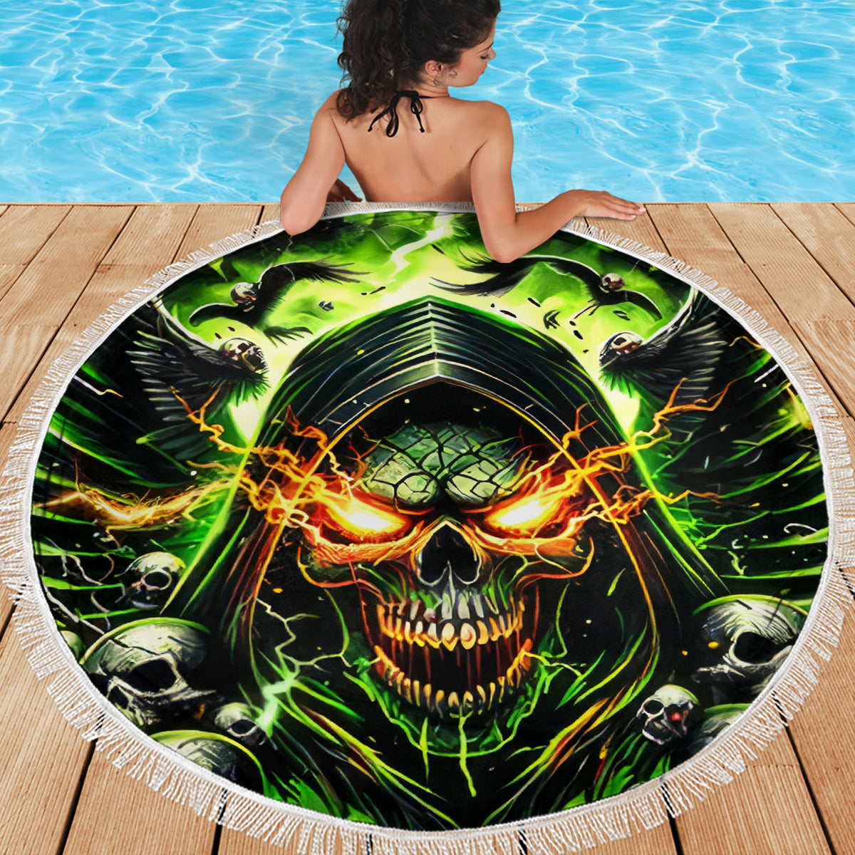 Doule Skull Beach Blanket Angel To Some Demon To Most - Wonder Print Shop