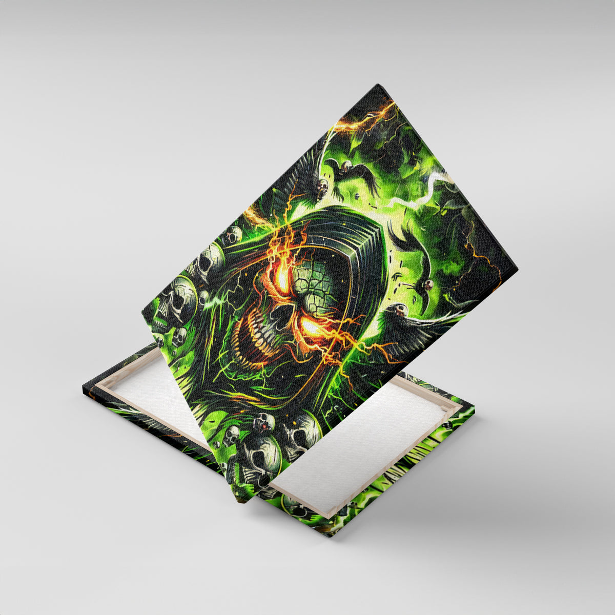 Doule Skull Canvas Wall Art Angel To Some Demon To Most - Wonder Print Shop