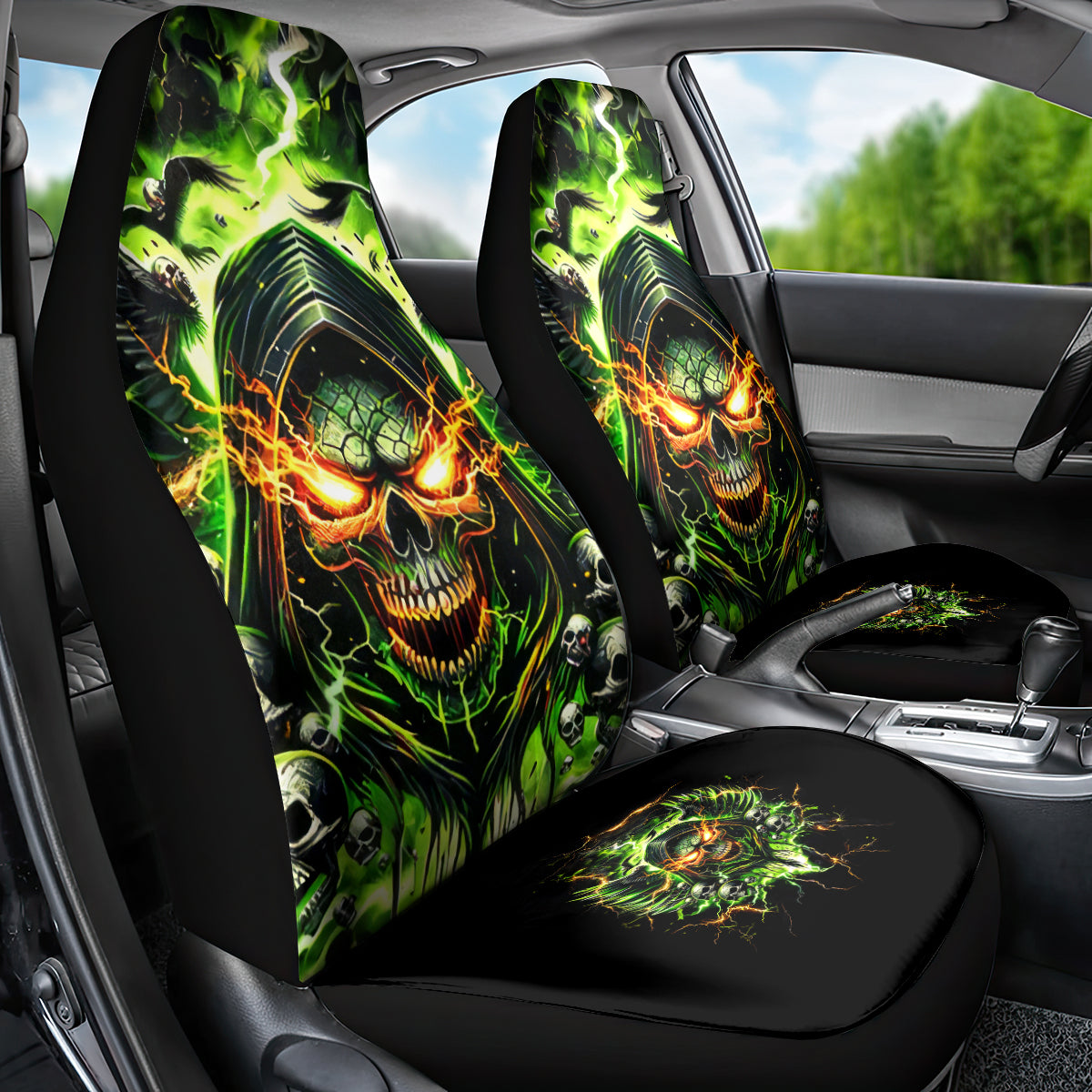 Doule Skull Car Seat Cover Angel To Some Demon To Most