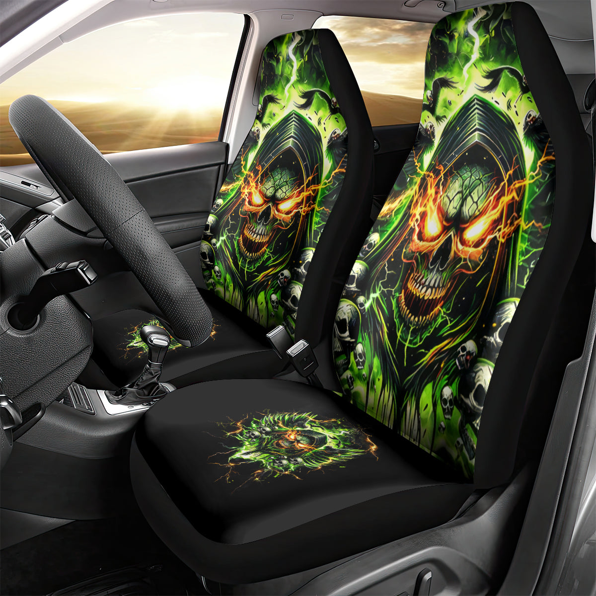 Doule Skull Car Seat Cover Angel To Some Demon To Most - Wonder Print Shop