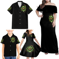 Doule Skull Family Matching Off Shoulder Maxi Dress and Hawaiian Shirt Angel To Some Demon To Most - Wonder Print Shop