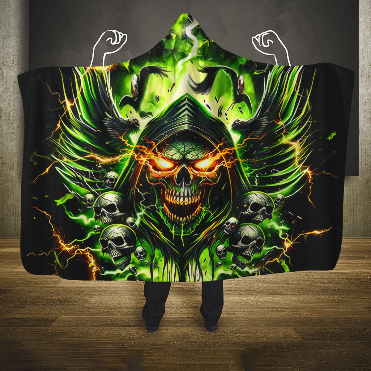 Doule Skull Hooded Blanket Angel To Some Demon To Most