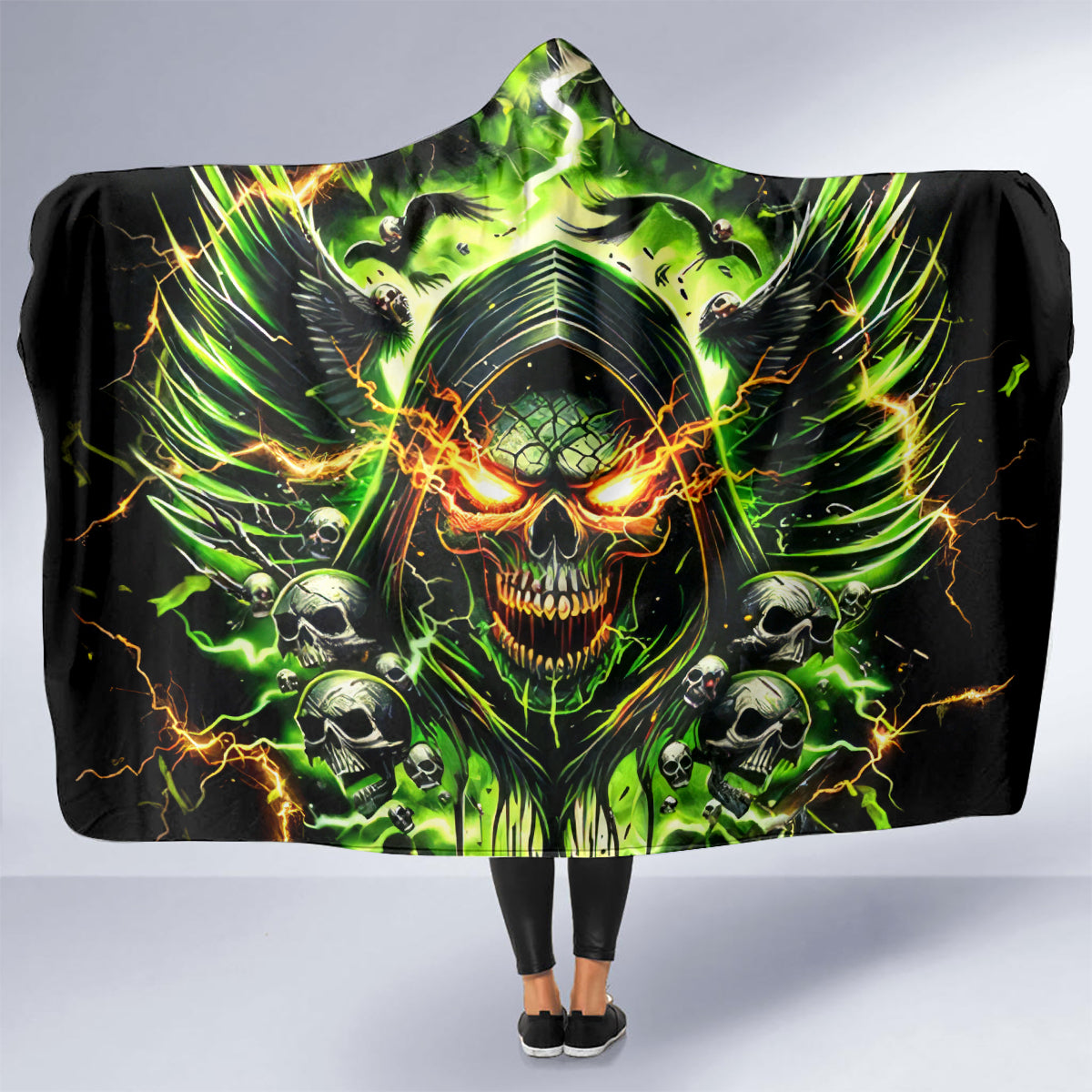Doule Skull Hooded Blanket Angel To Some Demon To Most