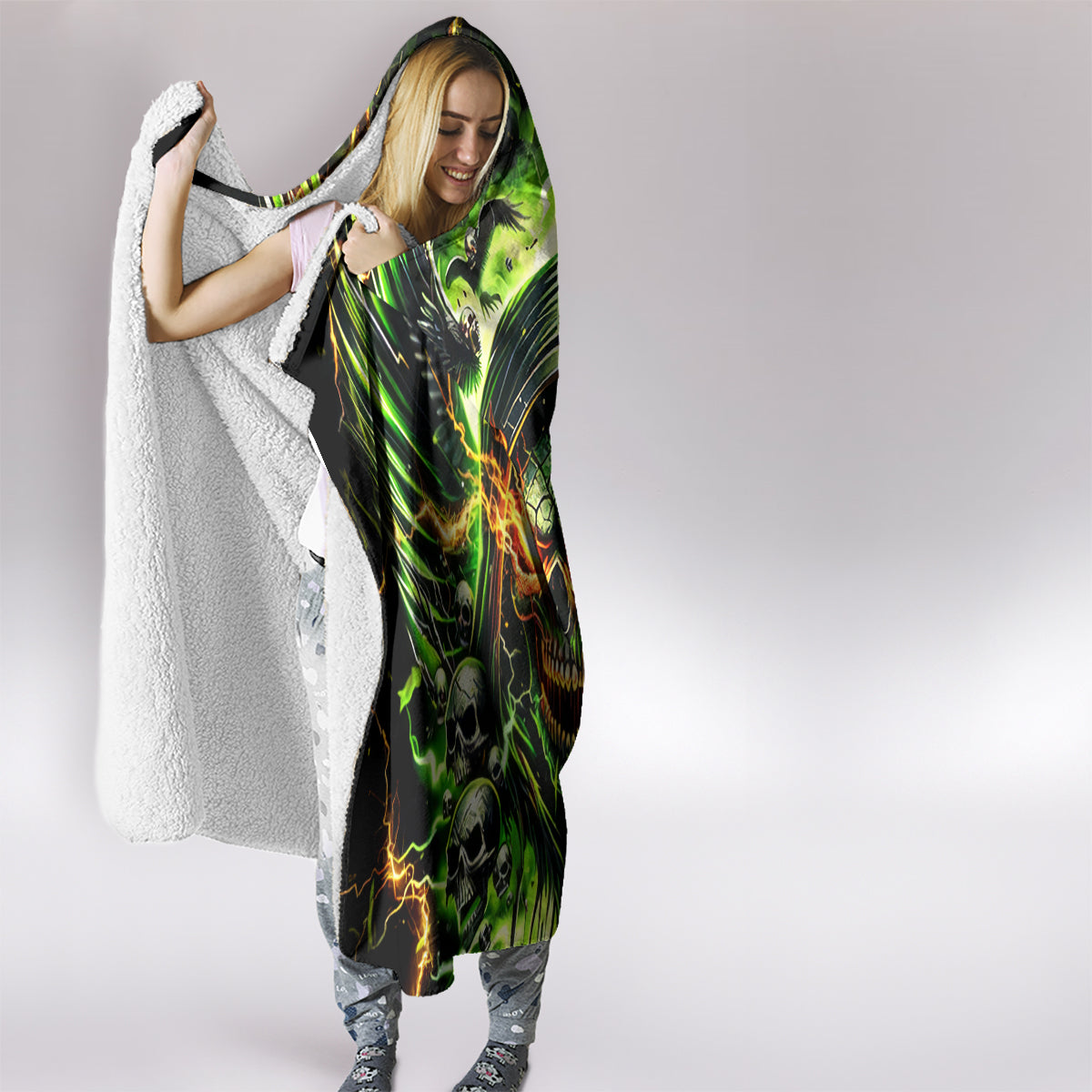 Doule Skull Hooded Blanket Angel To Some Demon To Most