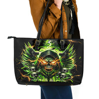Doule Skull Leather Tote Bag Angel To Some Demon To Most - Wonder Print Shop