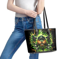 Doule Skull Leather Tote Bag Angel To Some Demon To Most - Wonder Print Shop