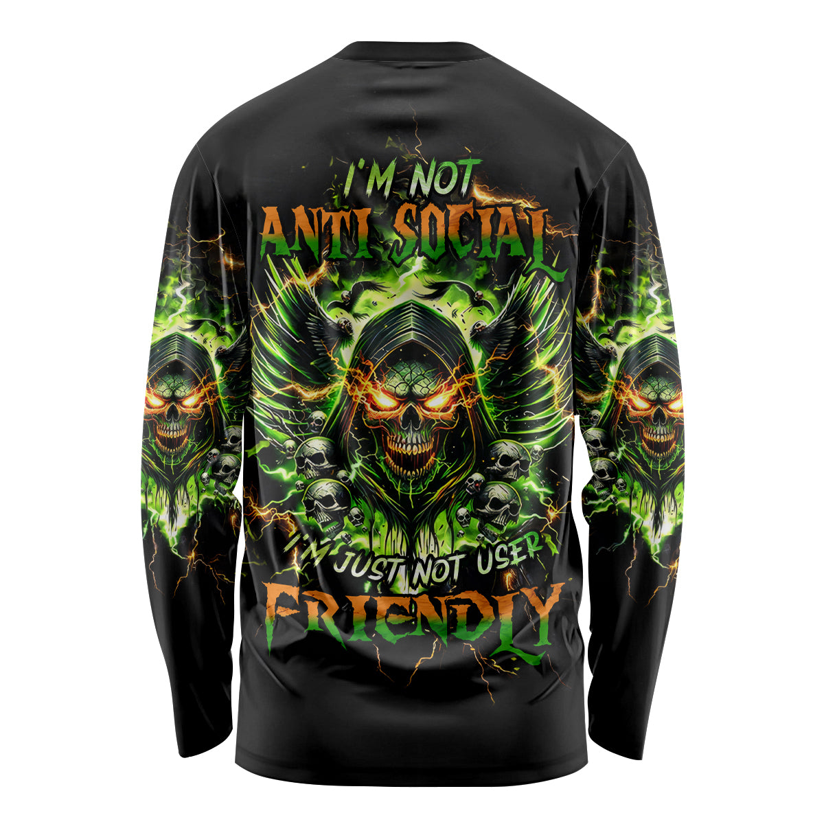 Doule Skull Long Sleeve Shirt Angel To Some Demon To Most - Wonder Print Shop